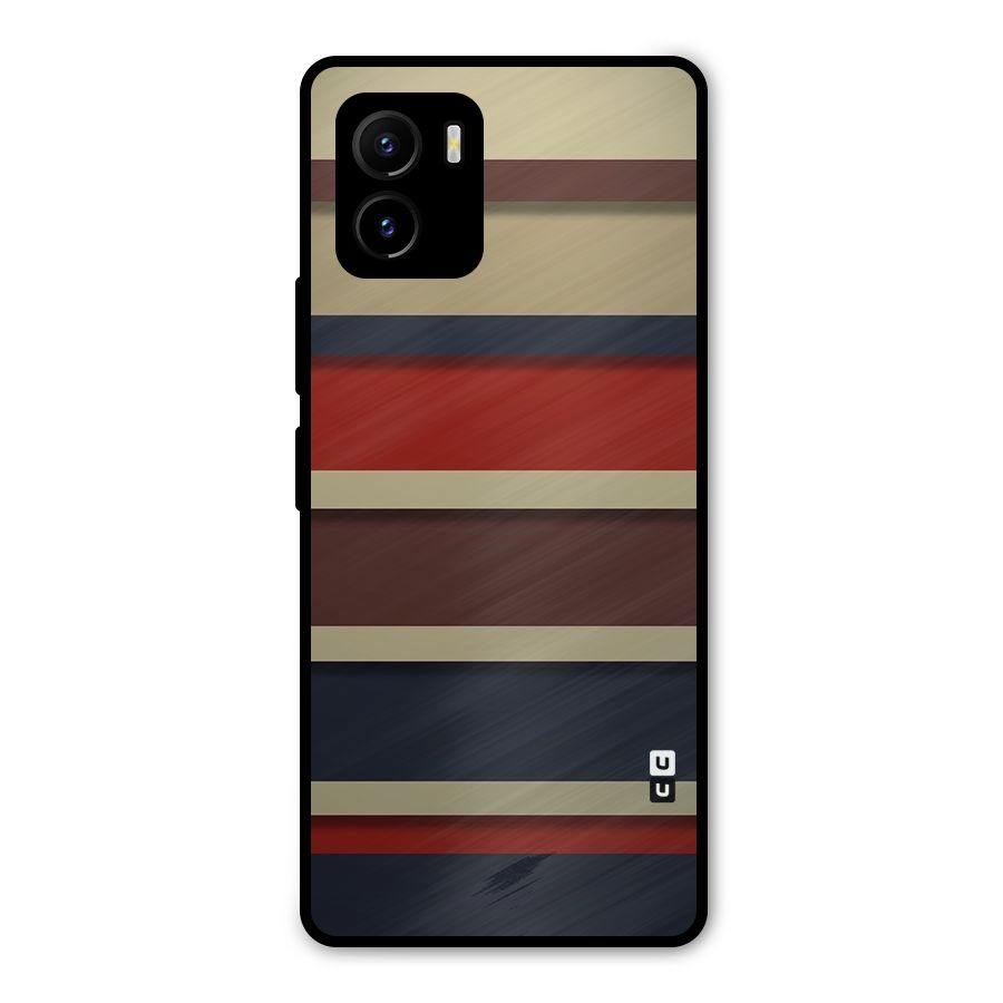 Elegant Stripes Pattern Metal Back Case for Vivo Y15s