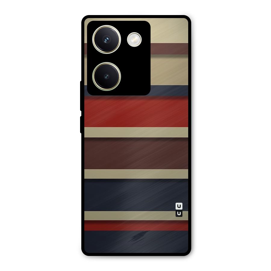 Elegant Stripes Pattern Metal Back Case for Vivo Y200 Pro