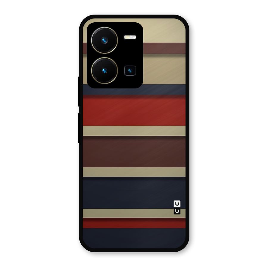Elegant Stripes Pattern Metal Back Case for Vivo Y35