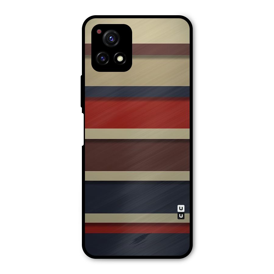 Elegant Stripes Pattern Metal Back Case for Vivo Y72 5G