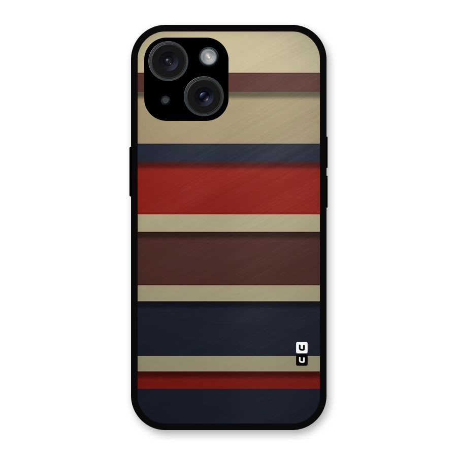 Elegant Stripes Pattern Metal Back Case for iPhone 15