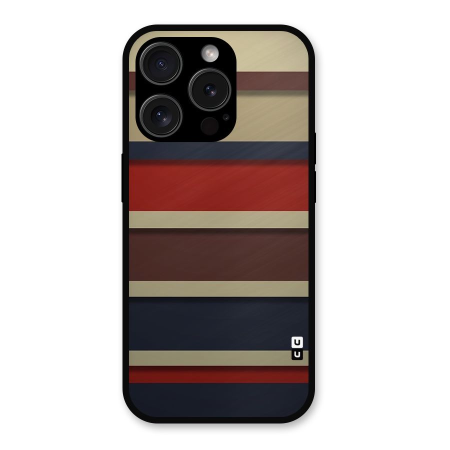 Elegant Stripes Pattern Metal Back Case for iPhone 15 Pro