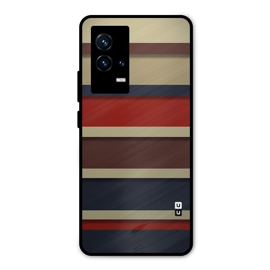 Elegant Stripes Pattern Metal Back Case for iQOO 9 5G