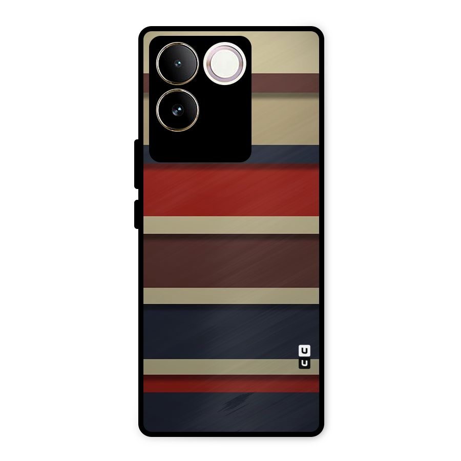 Elegant Stripes Pattern Metal Back Case for iQOO Z7 Pro