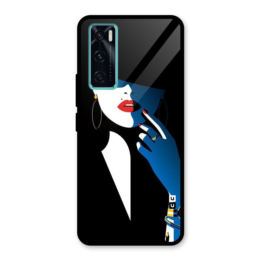 Elegant Woman Glass Back Case for Vivo V20 SE