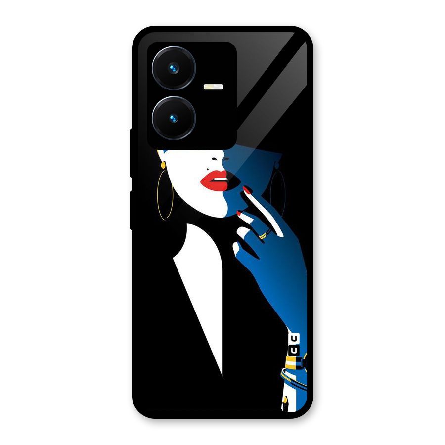 Elegant Woman Glass Back Case for Vivo Y22s