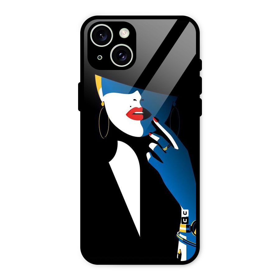Elegant Woman Glass Back Case for iPhone 15 Plus