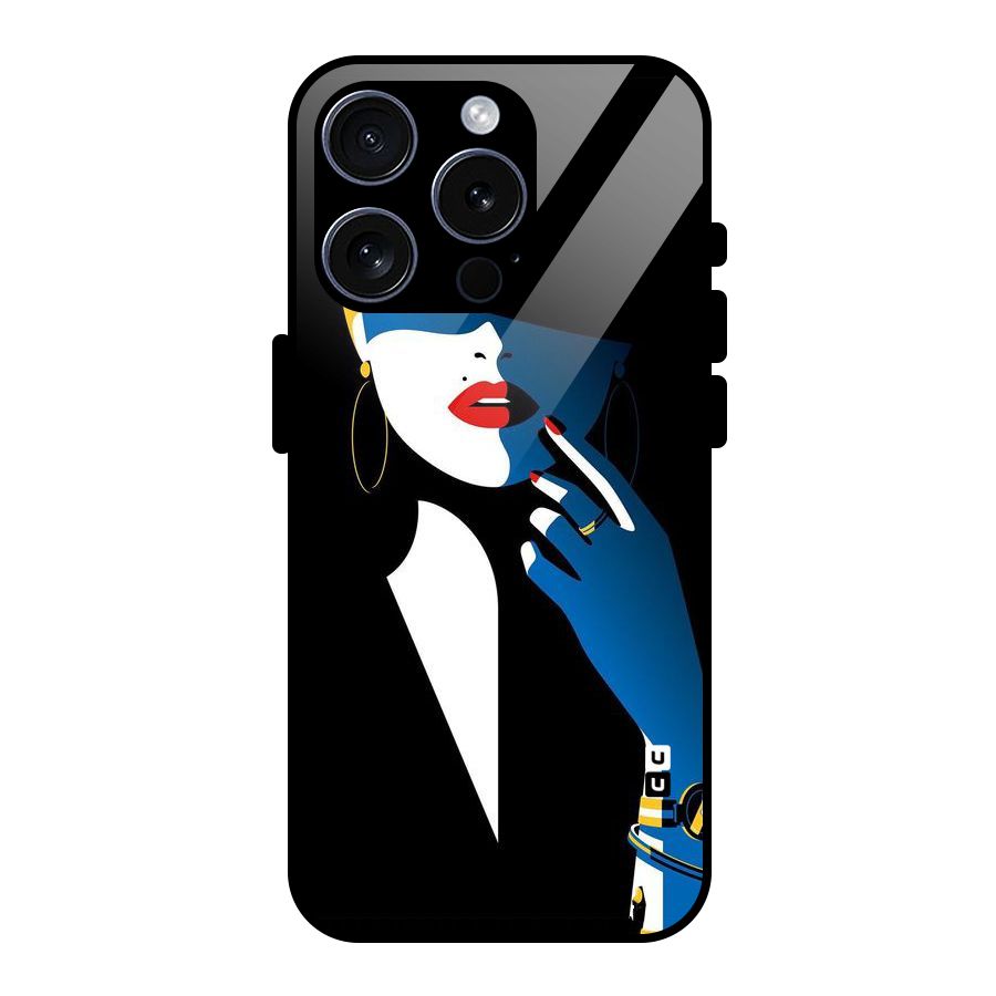 Elegant Woman Glass Back Case for iPhone 15 Pro