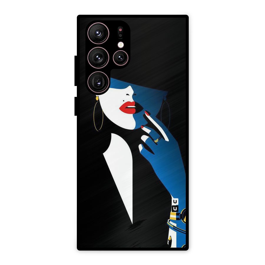 Elegant Woman Metal Back Case for Galaxy S22 Ultra 5G