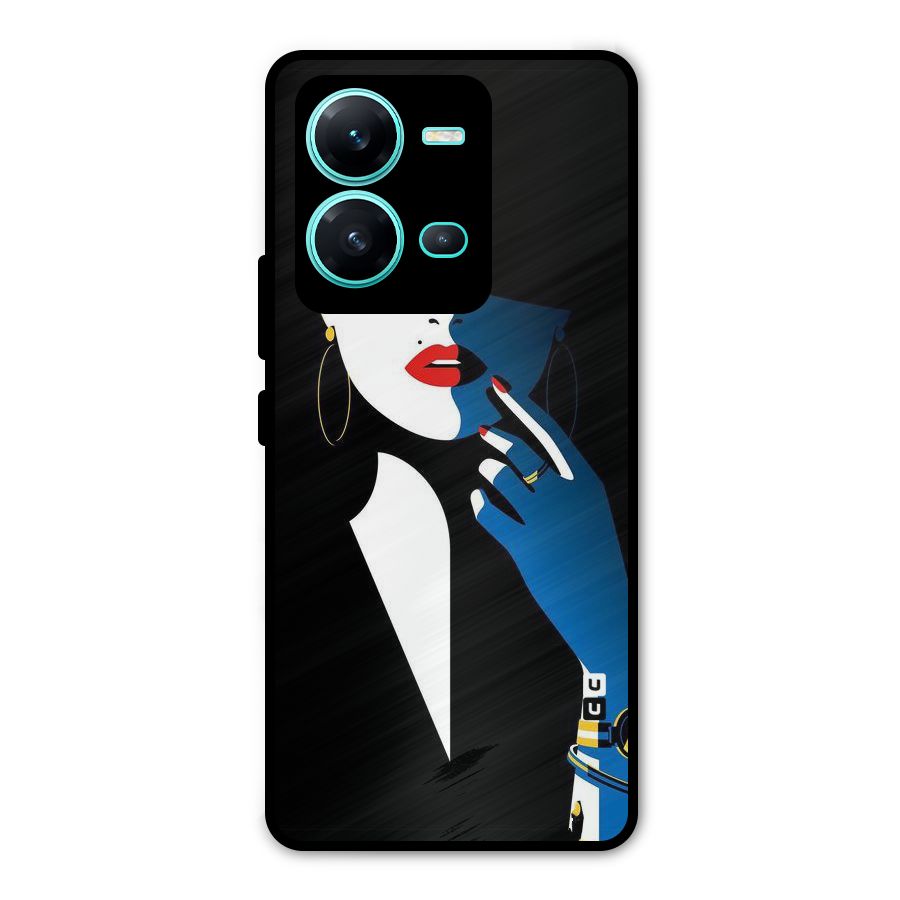 Elegant Woman Metal Back Case for Vivo V25