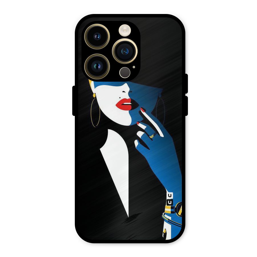 Elegant Woman Metal Back Case for iPhone 14 Pro