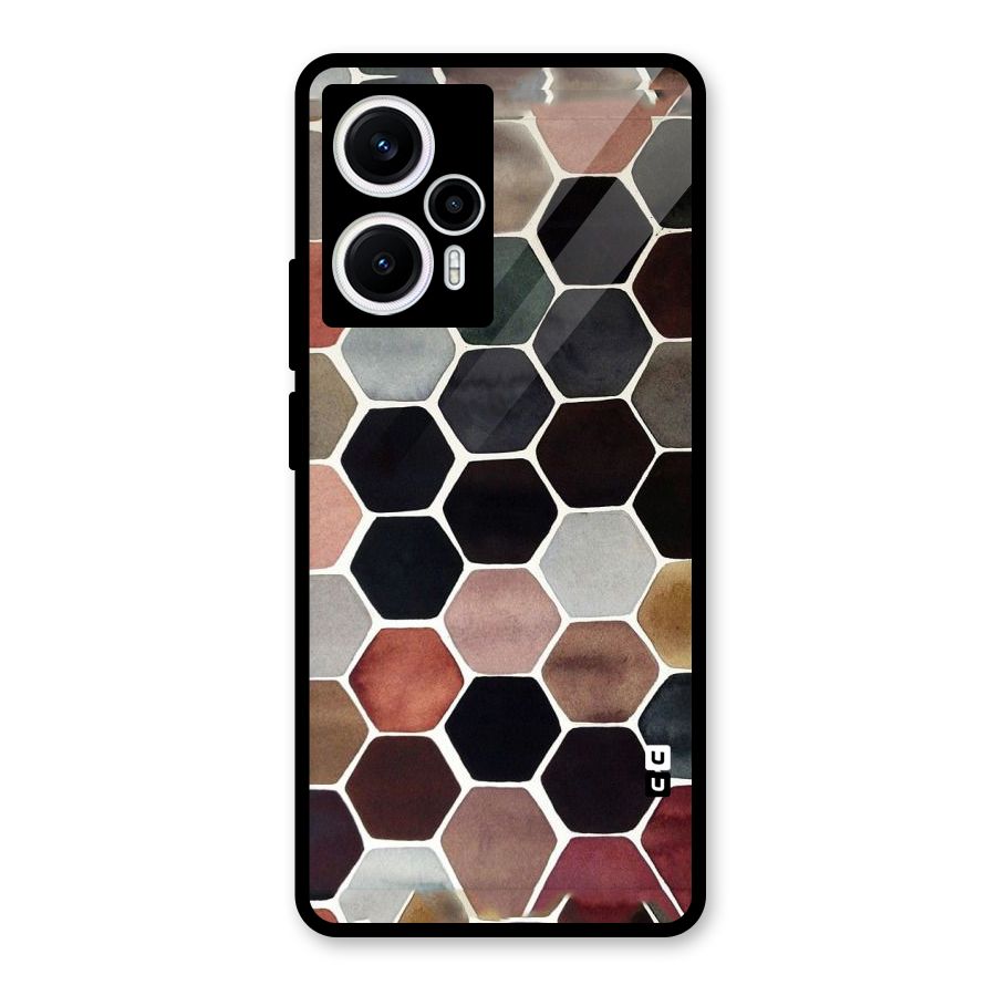 Elite Pastel Hexagons Glass Back Case for Poco F5