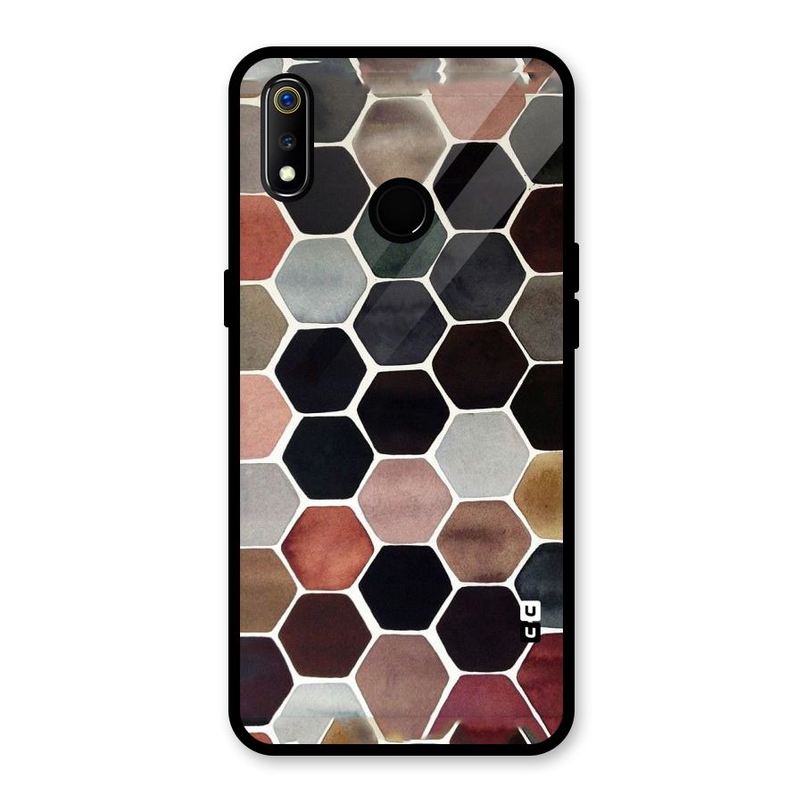 Elite Pastel Hexagons Glass Back Case for Realme 3i
