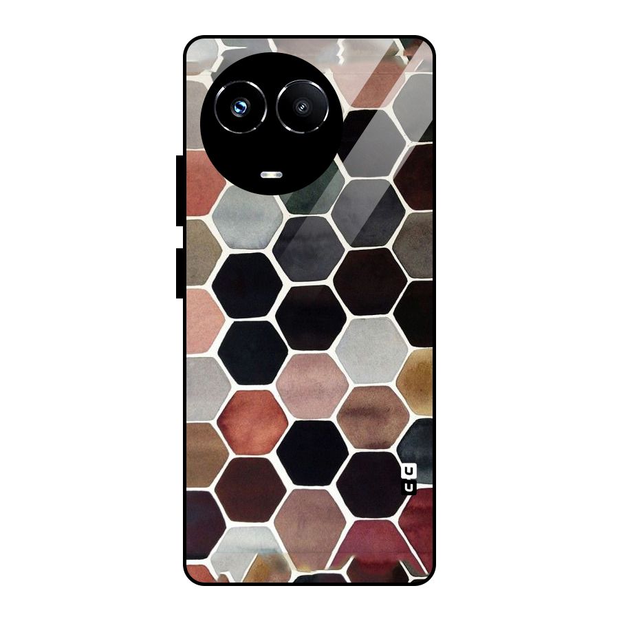 Elite Pastel Hexagons Glass Back Case for Realme Narzo 60X
