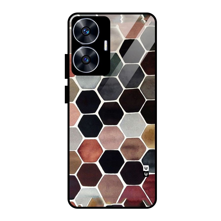 Elite Pastel Hexagons Glass Back Case for Realme Narzo N55