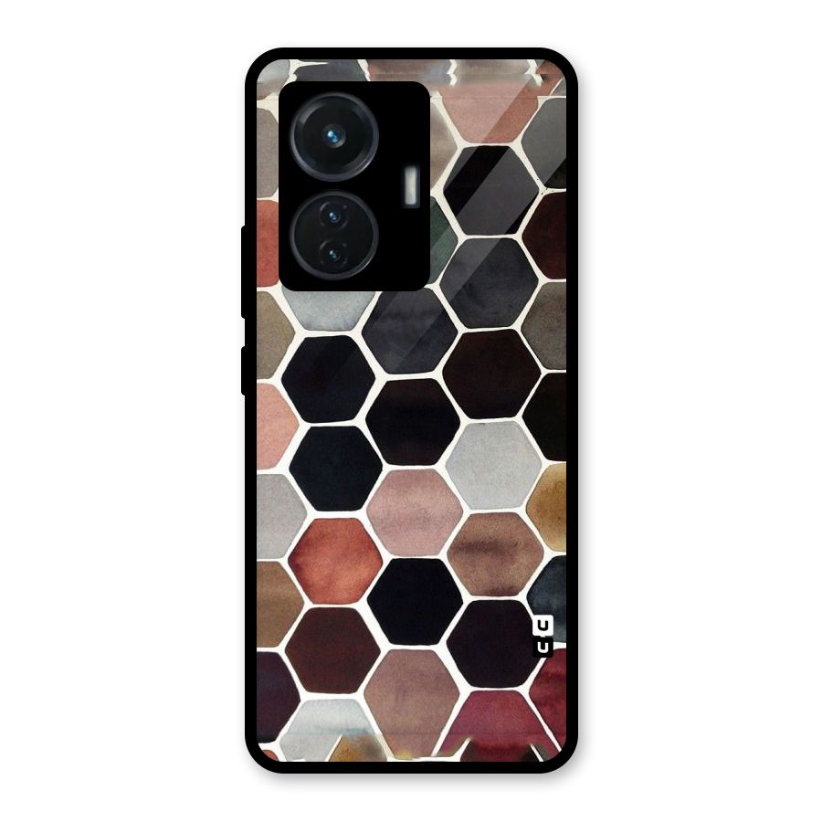 Elite Pastel Hexagons Glass Back Case for Vivo T1 44W