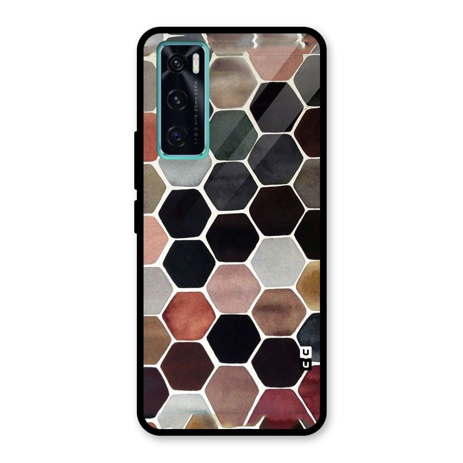 Elite Pastel Hexagons Glass Back Case for Vivo V20 SE