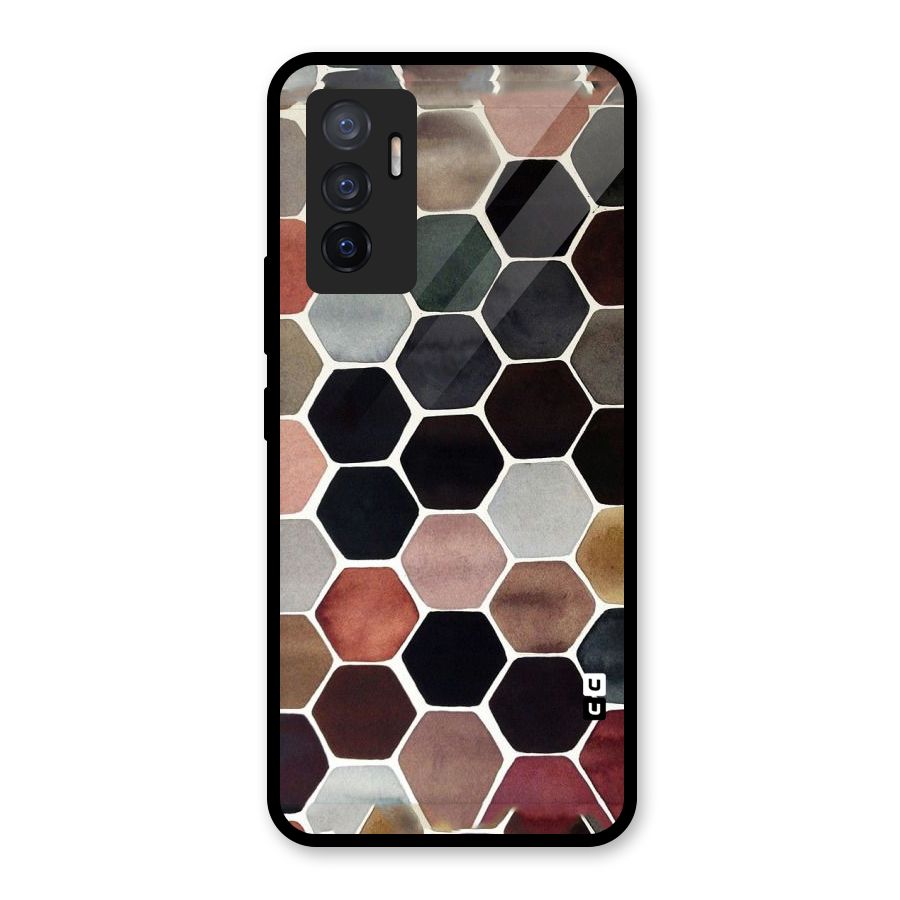 Elite Pastel Hexagons Glass Back Case for Vivo V23e