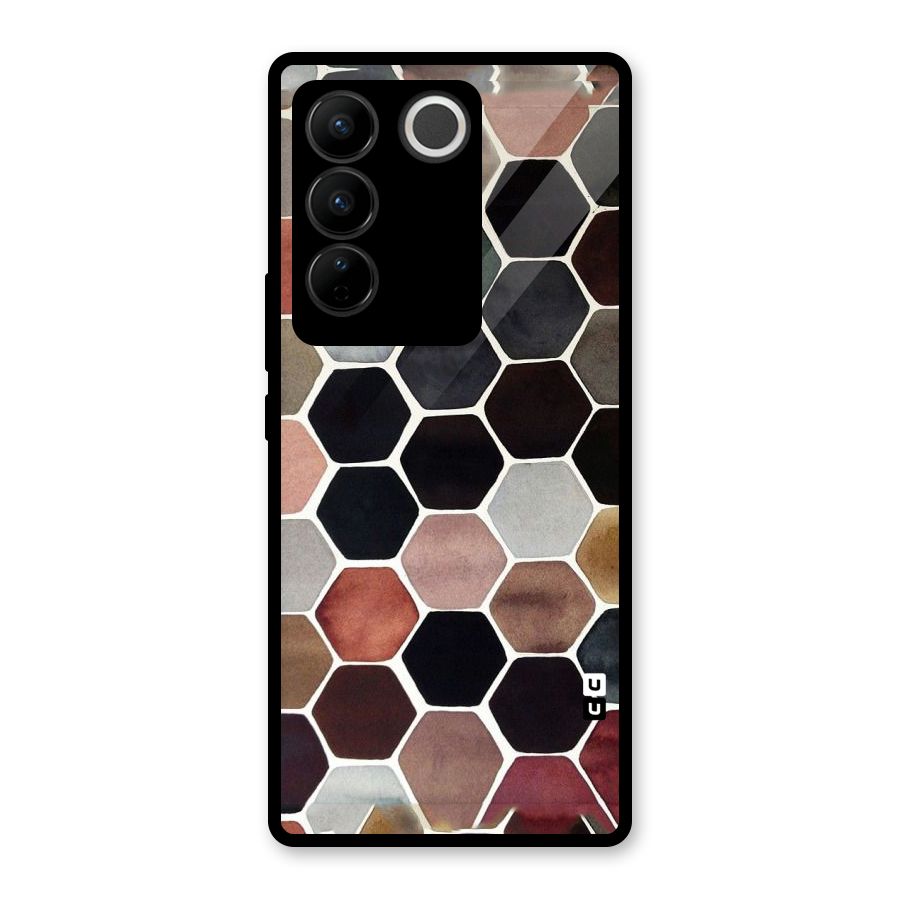 Elite Pastel Hexagons Glass Back Case for Vivo V27