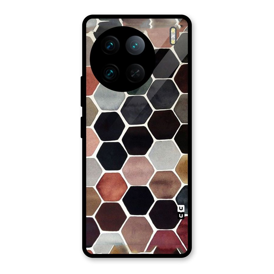 Elite Pastel Hexagons Glass Back Case for Vivo X90 Pro