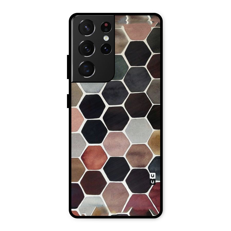 Elite Pastel Hexagons Metal Back Case for Galaxy S21 Ultra 5G