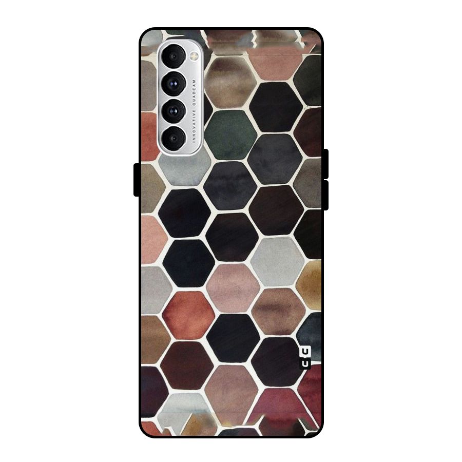 Elite Pastel Hexagons Metal Back Case for Oppo Reno4 Pro