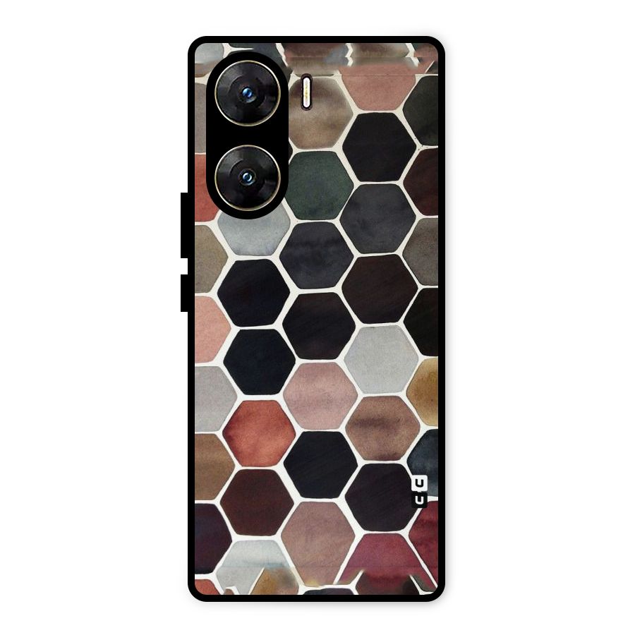 Elite Pastel Hexagons Metal Back Case for Vivo V29e