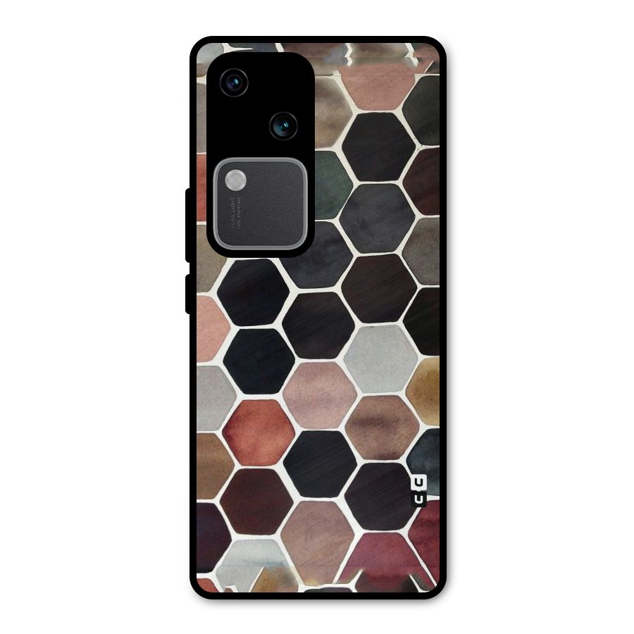 Elite Pastel Hexagons Metal Back Case for Vivo V30