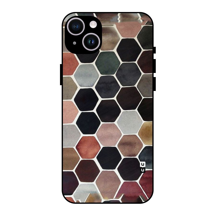 Elite Pastel Hexagons Metal Back Case for iPhone 14 Plus