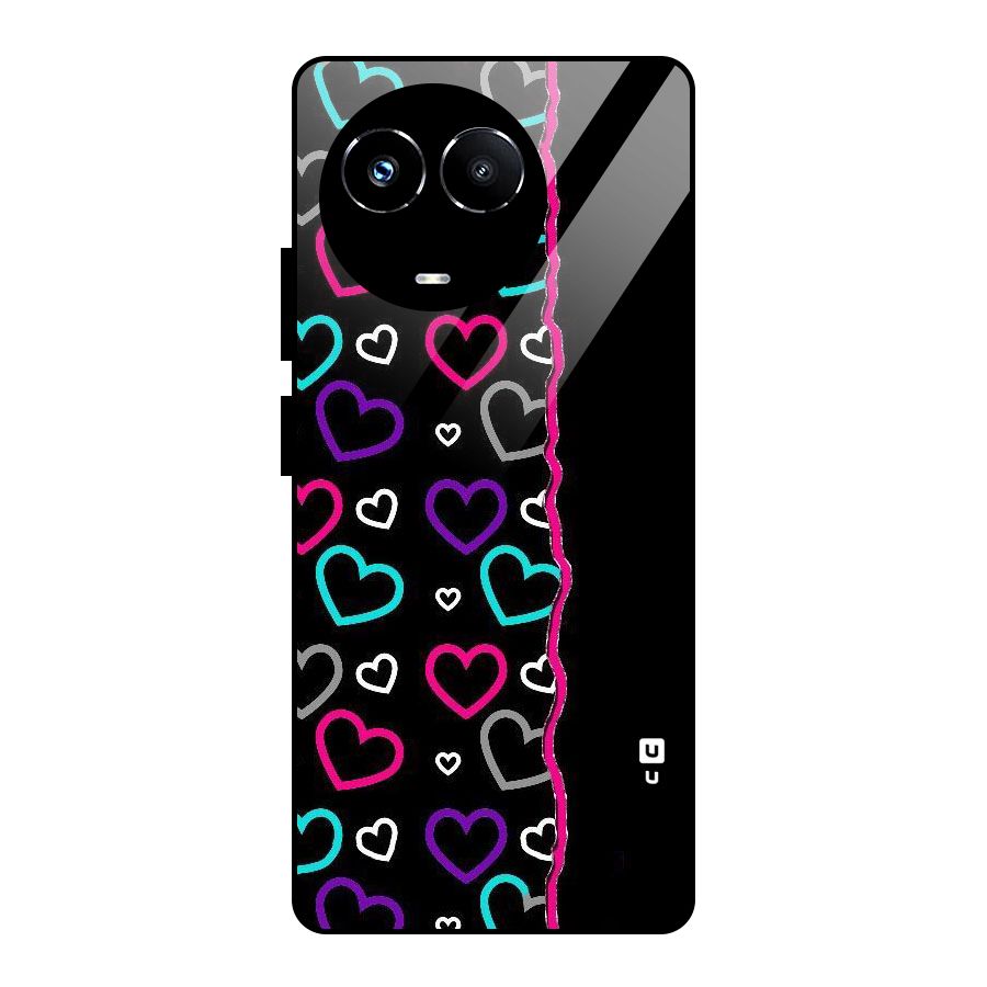 Empty Hearts Glass Back Case for Realme Narzo 60X