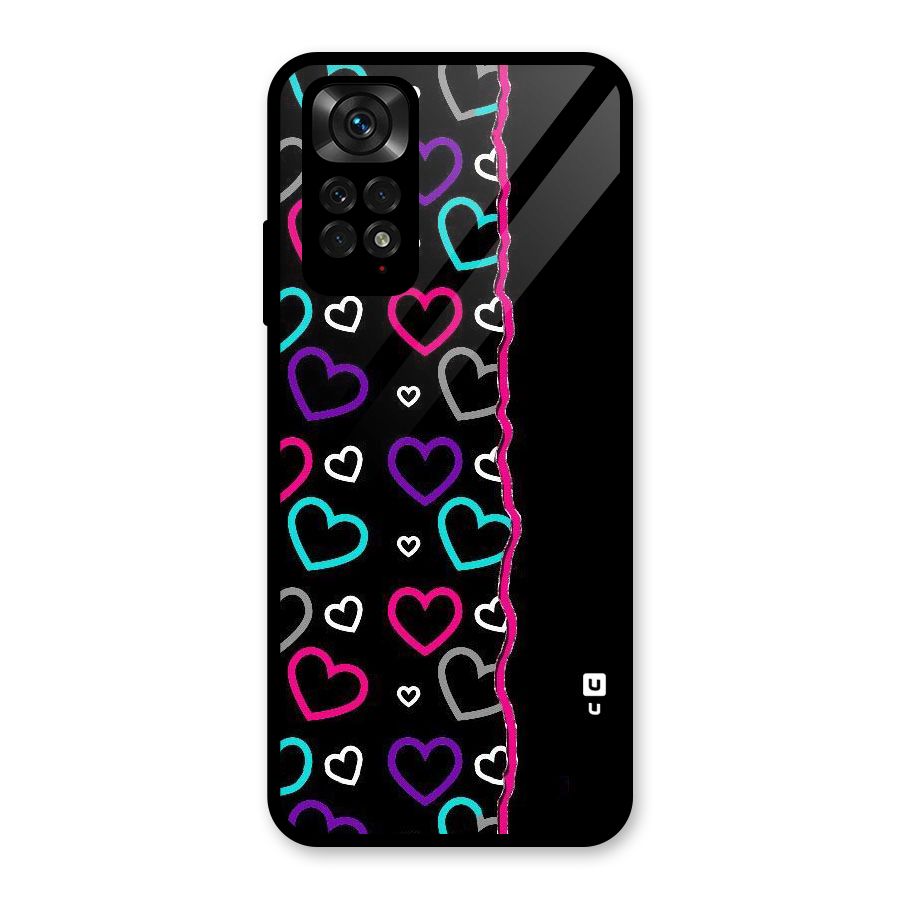 Empty Hearts Glass Back Case for Redmi Note 11S