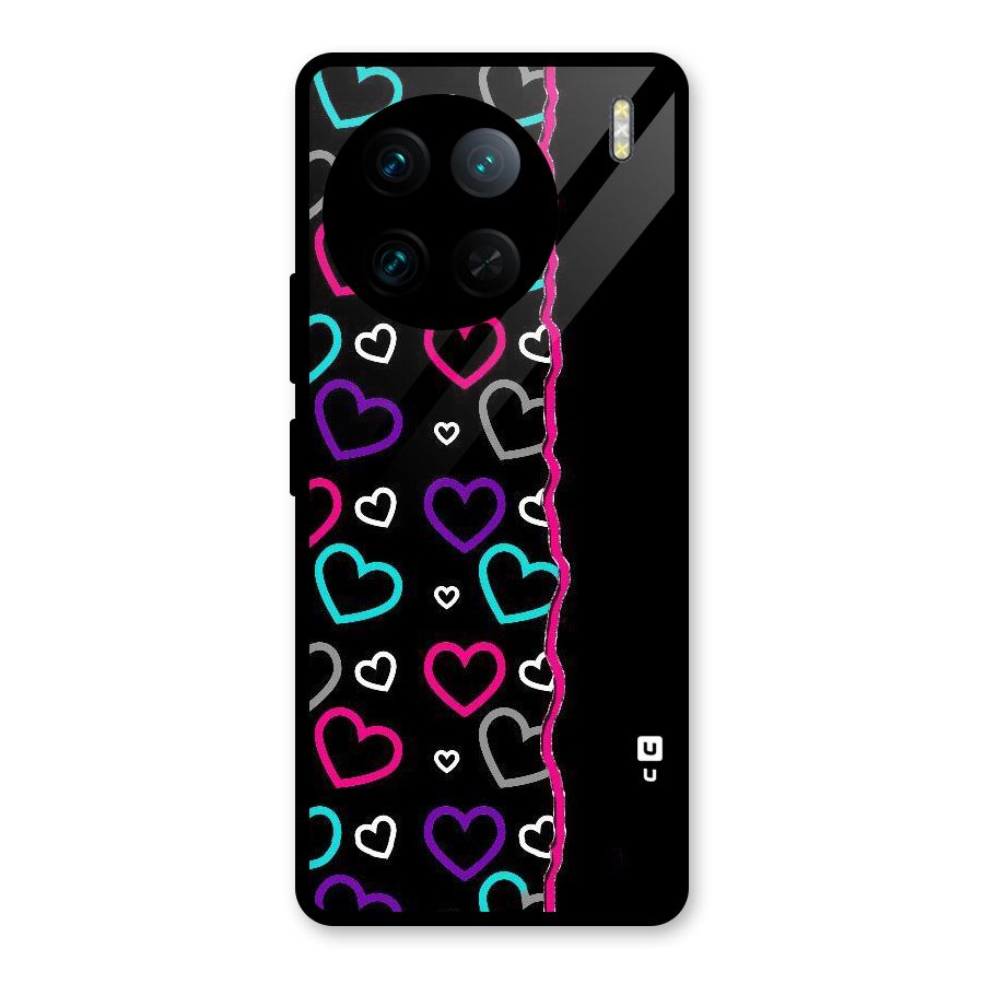 Empty Hearts Glass Back Case for Vivo X90 Pro