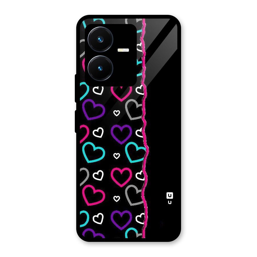 Empty Hearts Glass Back Case for Vivo Y22s