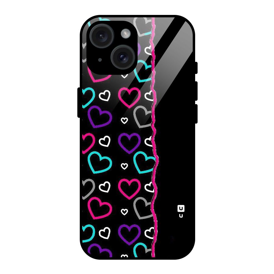 Empty Hearts Glass Back Case for iPhone 15