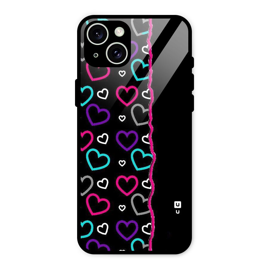 Empty Hearts Glass Back Case for iPhone 15 Plus