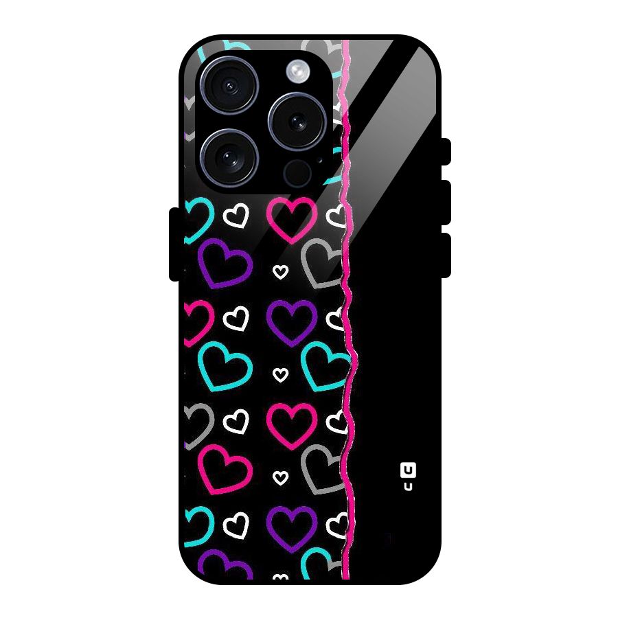 Empty Hearts Glass Back Case for iPhone 15 Pro
