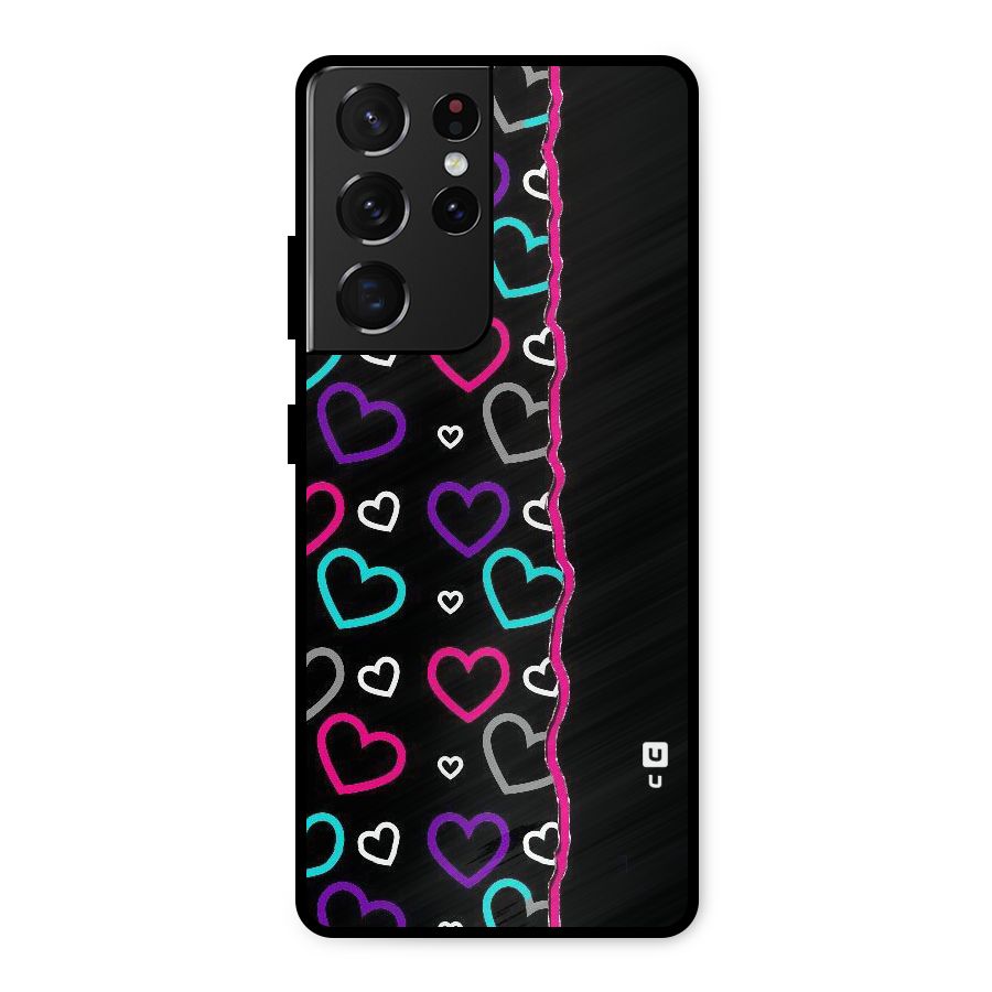 Empty Hearts Metal Back Case for Galaxy S21 Ultra 5G