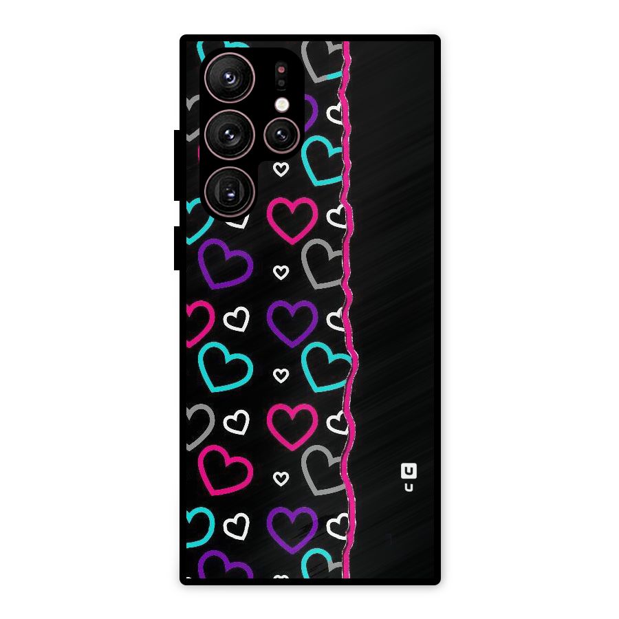 Empty Hearts Metal Back Case for Galaxy S22 Ultra 5G