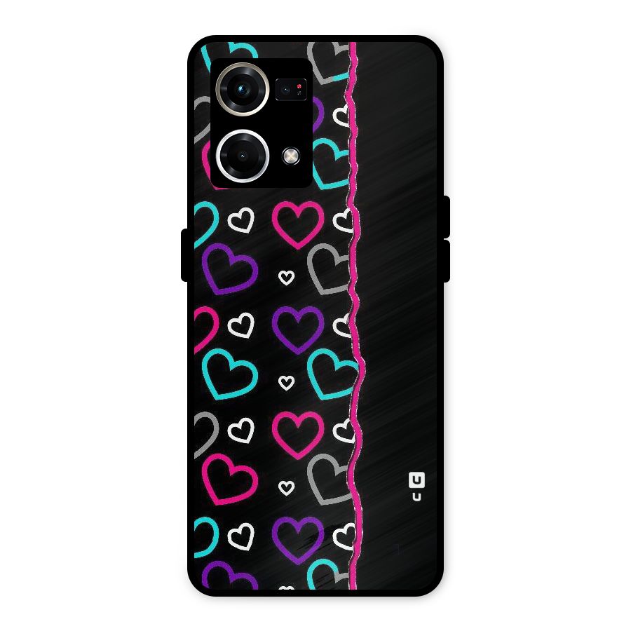Empty Hearts Metal Back Case for Oppo F21 Pro 4G