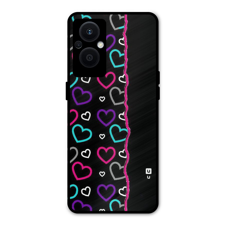 Empty Hearts Metal Back Case for Oppo F21 Pro 5G