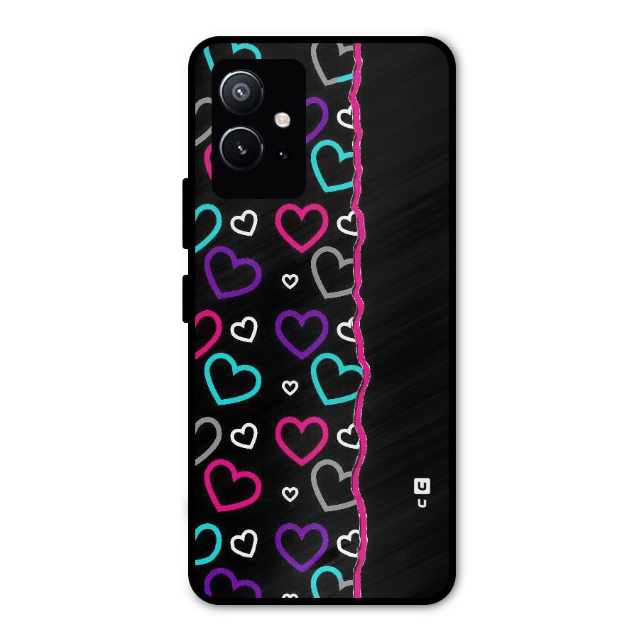 Empty Hearts Metal Back Case for Vivo T1 5G