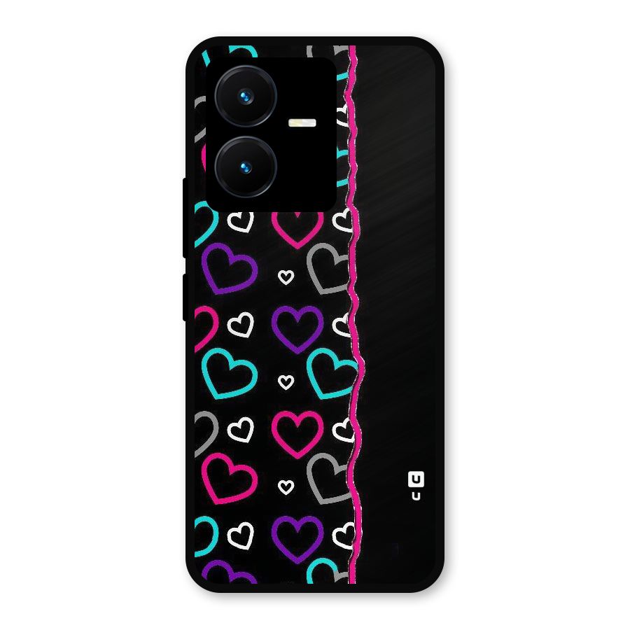 Empty Hearts Metal Back Case for Vivo Y22s