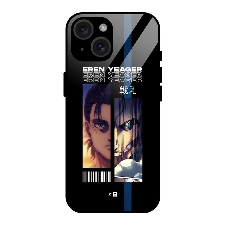 Eren Yeager Angry Glass Back Case for iPhone 15
