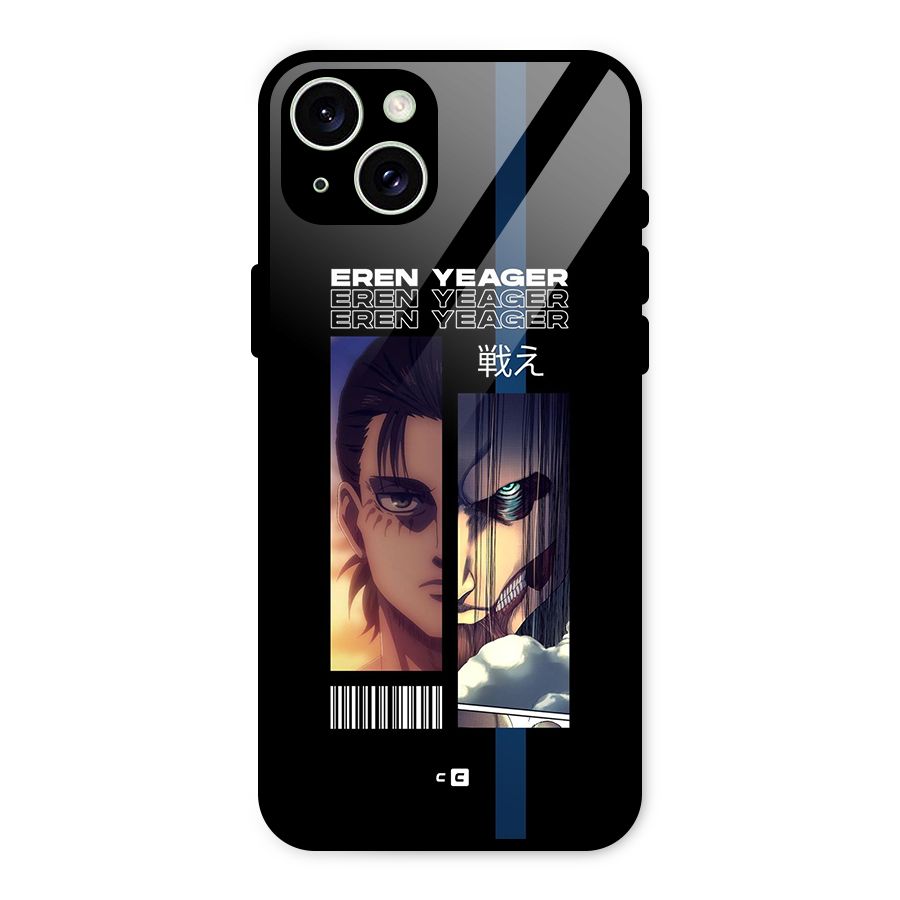 Eren Yeager Angry Glass Back Case for iPhone 15 Plus