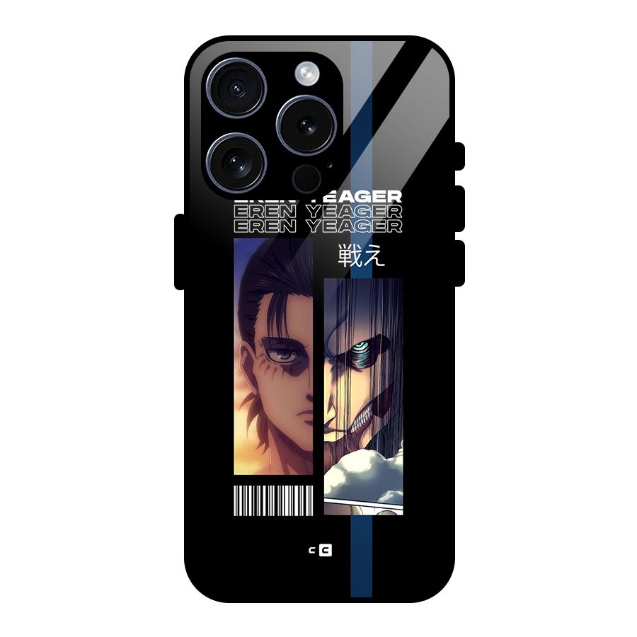 Eren Yeager Angry Glass Back Case for iPhone 15 Pro