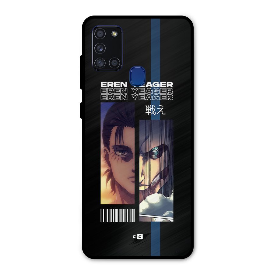 Eren Yeager Angry Metal Back Case for Galaxy A21s