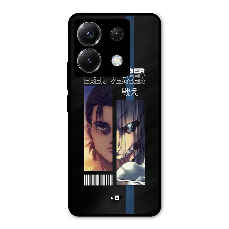 Eren Yeager Angry Metal Back Case for Poco X6