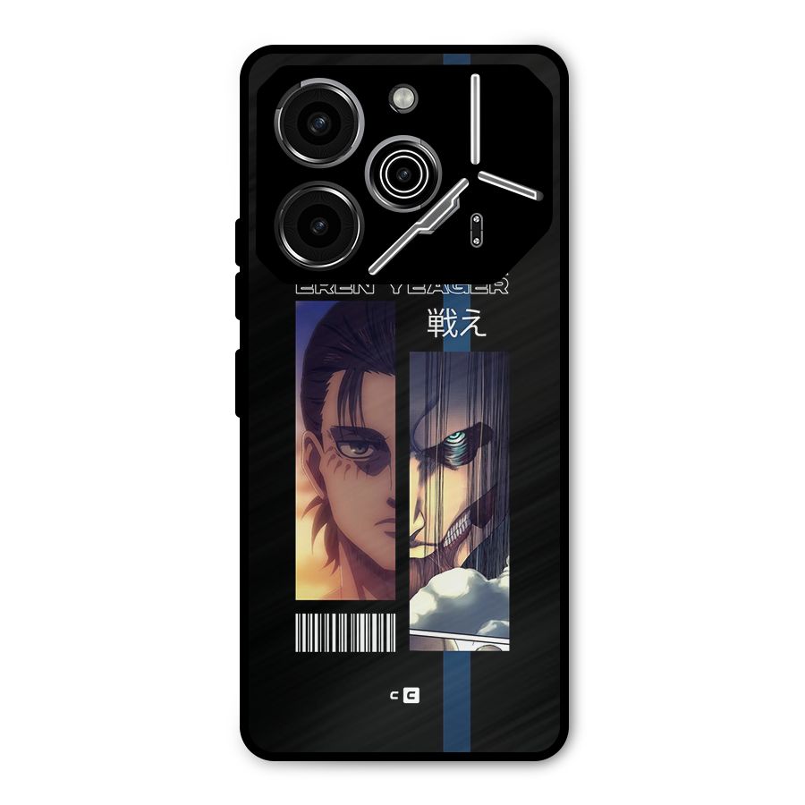 Eren Yeager Angry Metal Back Case for Tecno Pova 6 Pro