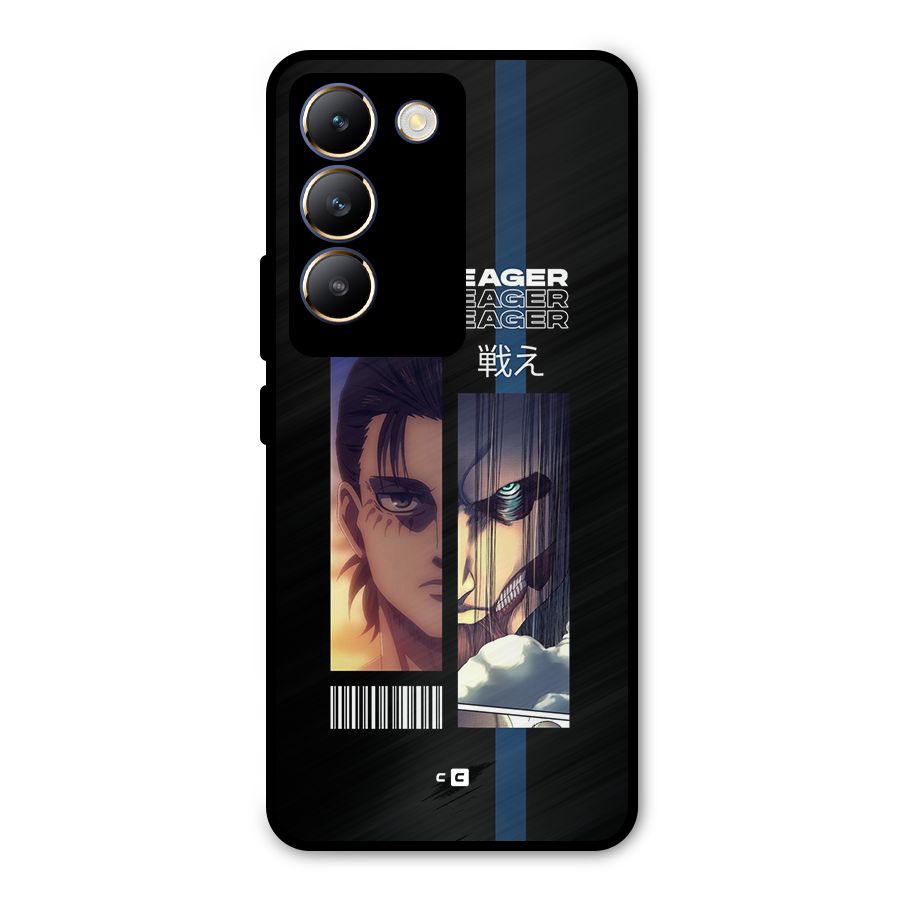 Eren Yeager Angry Metal Back Case for Vivo T3 5G