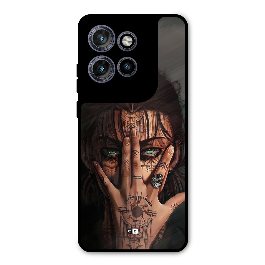 Eren Yeager Illustration Metal Back Case for Motorola Edge 50 Neo